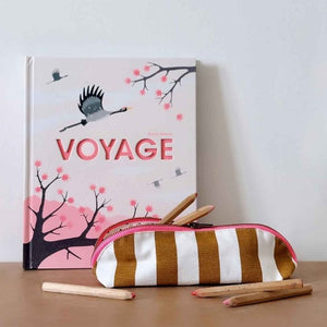 Trousse 'Gaston' Rayures Caramel | ROSE IN APRIL