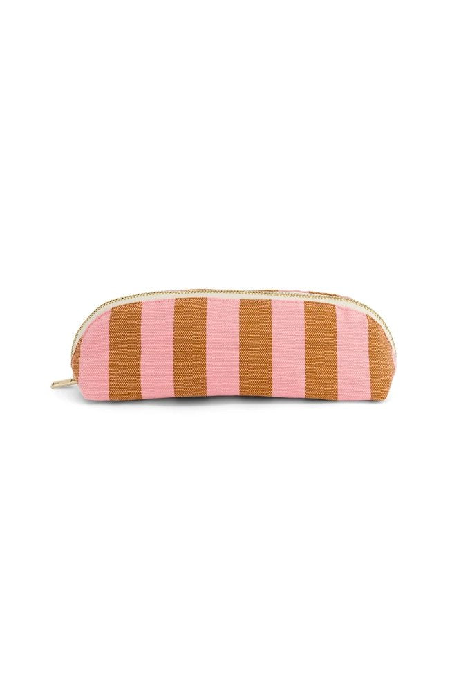 Trousse 'Gaston' Rayures Caramel / Strawberry | ROSE IN APRIL