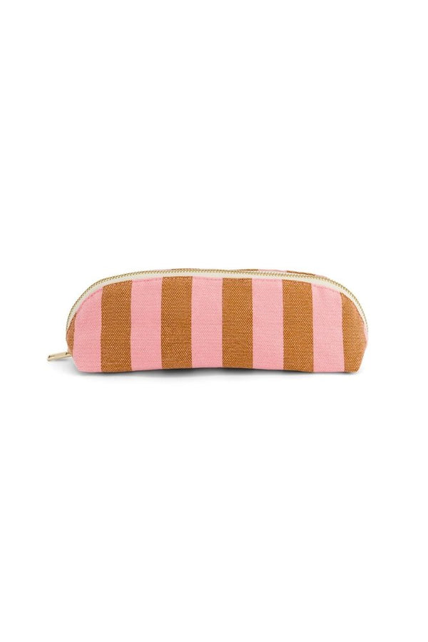 Trousse 'Gaston' Rayures Caramel / Strawberry | ROSE IN APRIL
