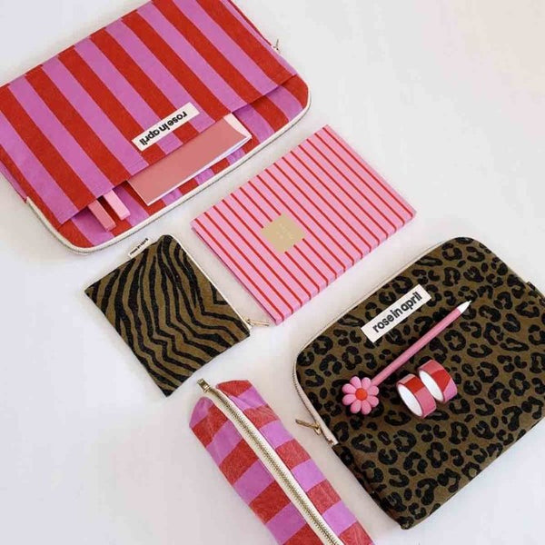 Trousse 'Gaston' Rayures Orchidée / Rouge | ROSE IN APRIL