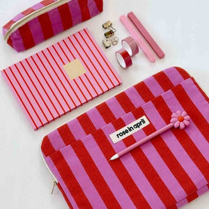 Trousse 'Gaston' Rayures Orchidée / Rouge | ROSE IN APRIL
