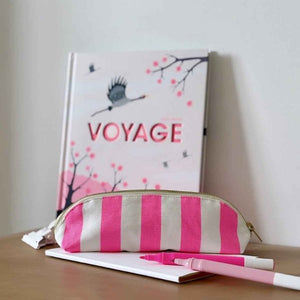 Trousse 'Gaston' Rayures Rose fluo | ROSE IN APRIL