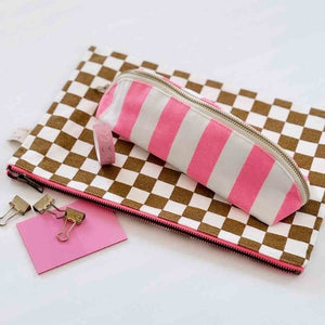 Trousse 'Gaston' Rayures Rose fluo | ROSE IN APRIL