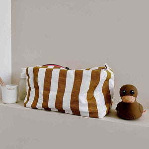 Trousse de toilette 'Vic' Rayures Caramel | ROSE IN APRIL