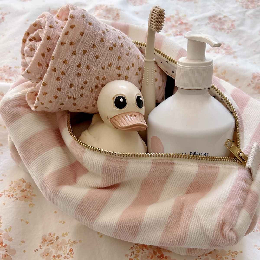 Trousse de Toilette 'Vic' Rayures Rose clair | ROSE IN APRIL