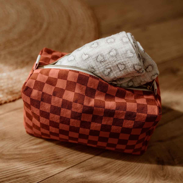 Trousse de toilette 'Vic' Damier Corail | ROSE IN APRIL