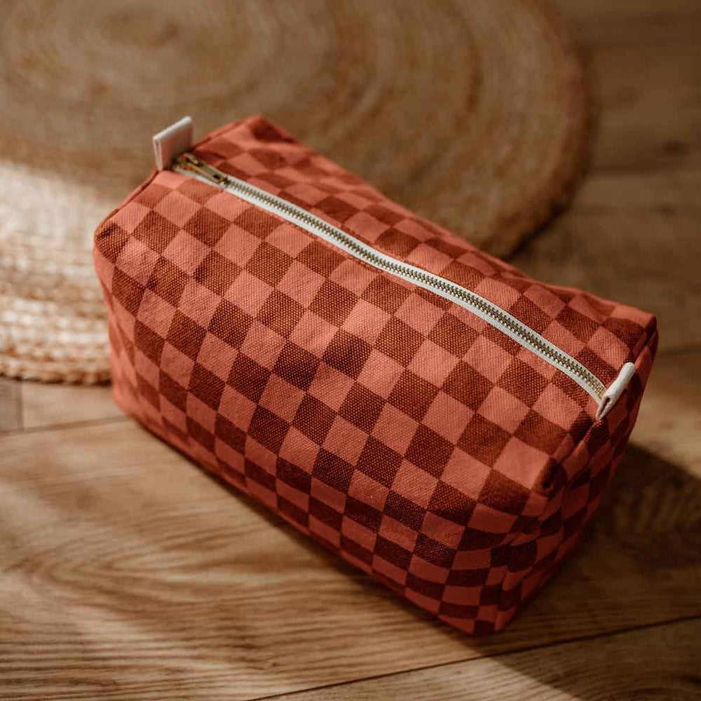 Trousse de toilette 'Vic' Damier Corail | ROSE IN APRIL
