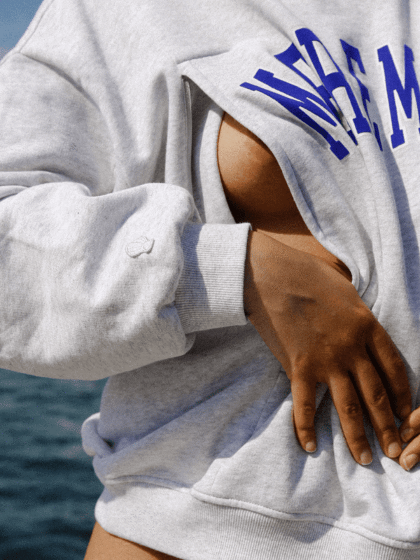 Sweatshirt d'allaitement 'Mère-made' gris | TAJINEBANANE