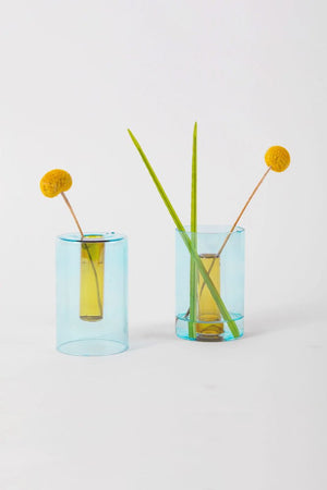 Vase réversible Bleu-Jaune PM | BLOCK DESIGN
