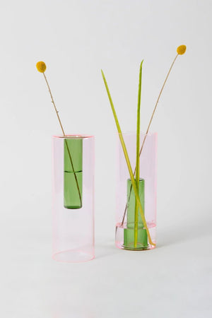 Vase réversible Rose-Vert GM | BLOCK DESIGN