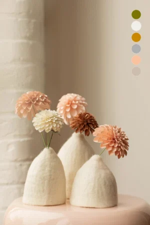 Set 3 cache-vases 'Clochettes' en laine feutrée | MUSKHANE - Naturel