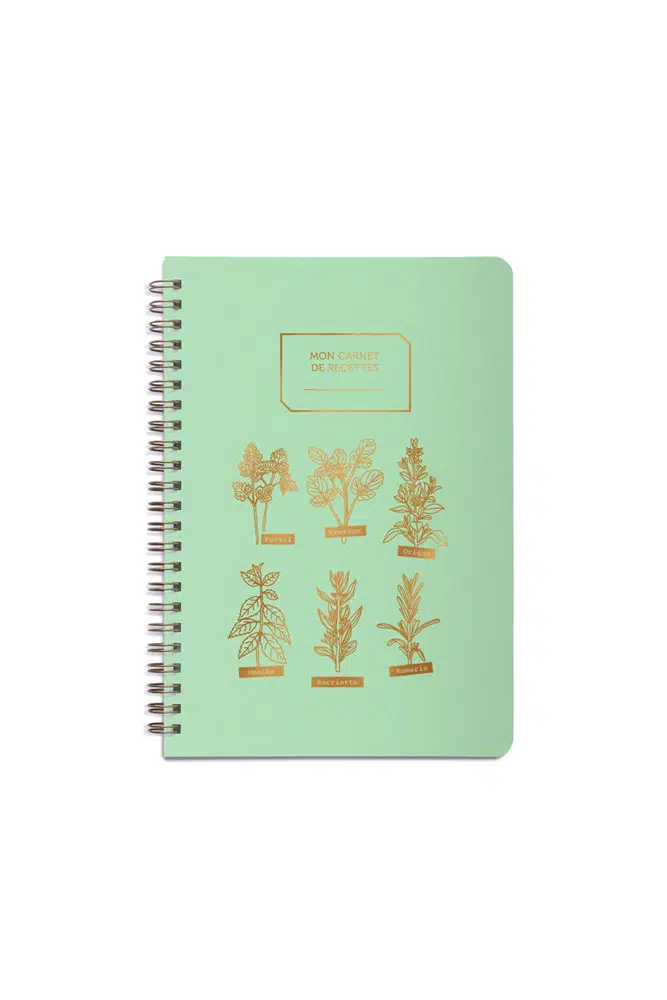 Cahier de recettes "Mes aromates" vert menthe