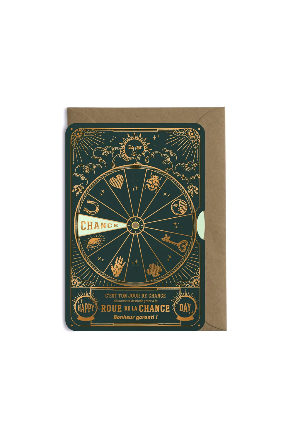 Carte 'La roue de la chance' Vert Sapin | LES ÉDITIONS DU PAON