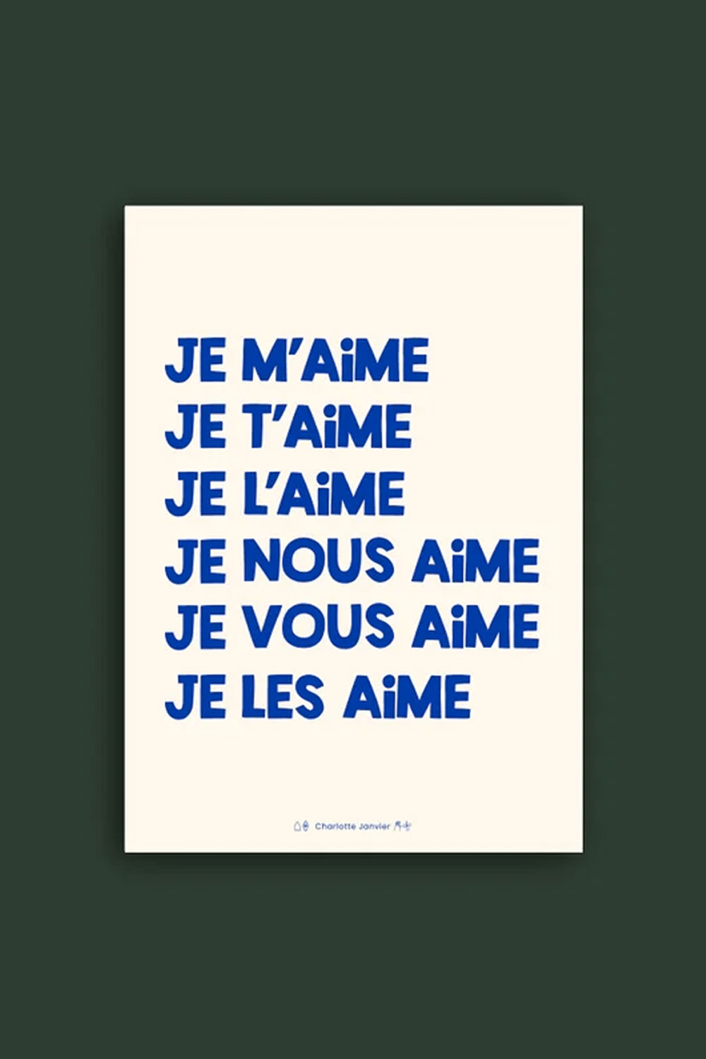 Affiche 'Je m'aime' Bleu A4 | CHARLOTTE JANVIER