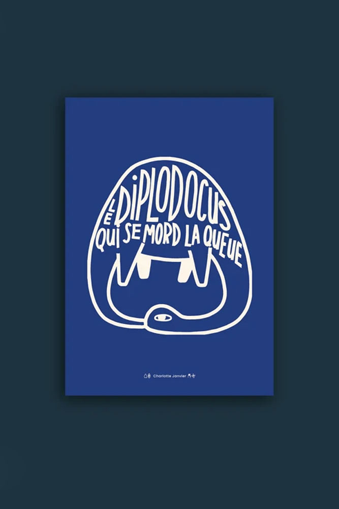 Affiche 'Diplodocus' Bleu A4 | CHARLOTTE JANVIER