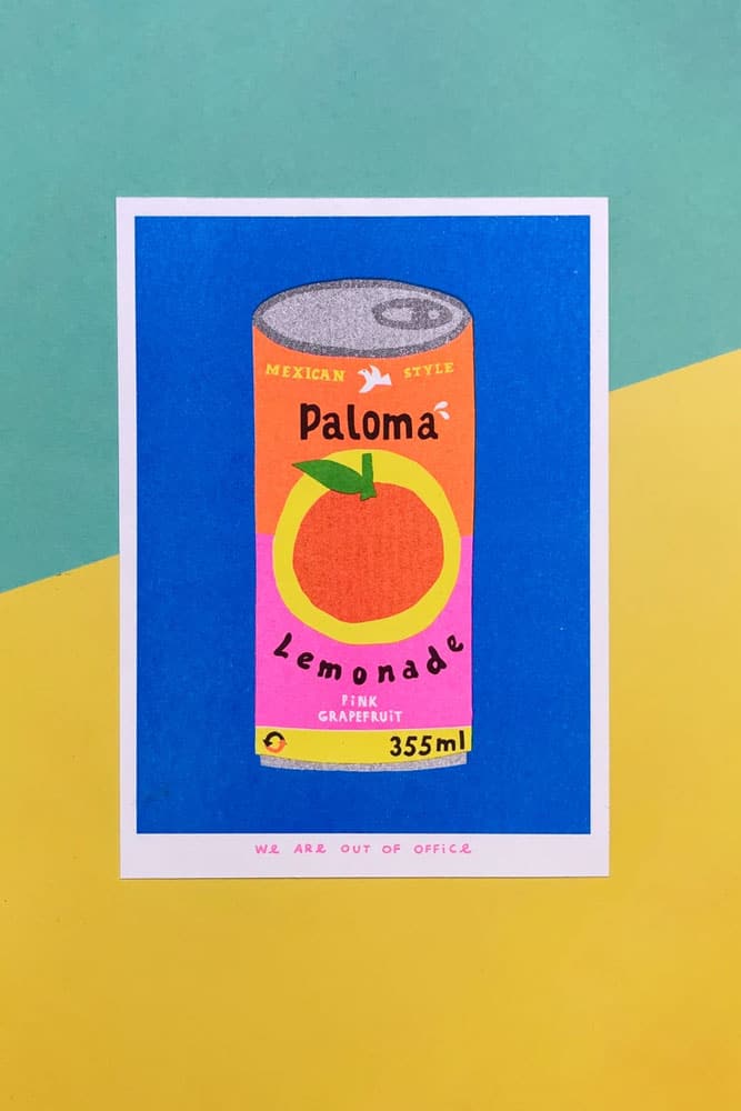Affiche risographie 'Canette Limonade Paloma' | WE ARE OUT OF OFFICE