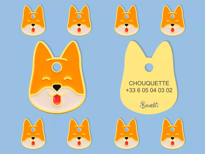 Médaille pour chien 'Shiba Chou'  BANDIT – Mouflette – Sélection