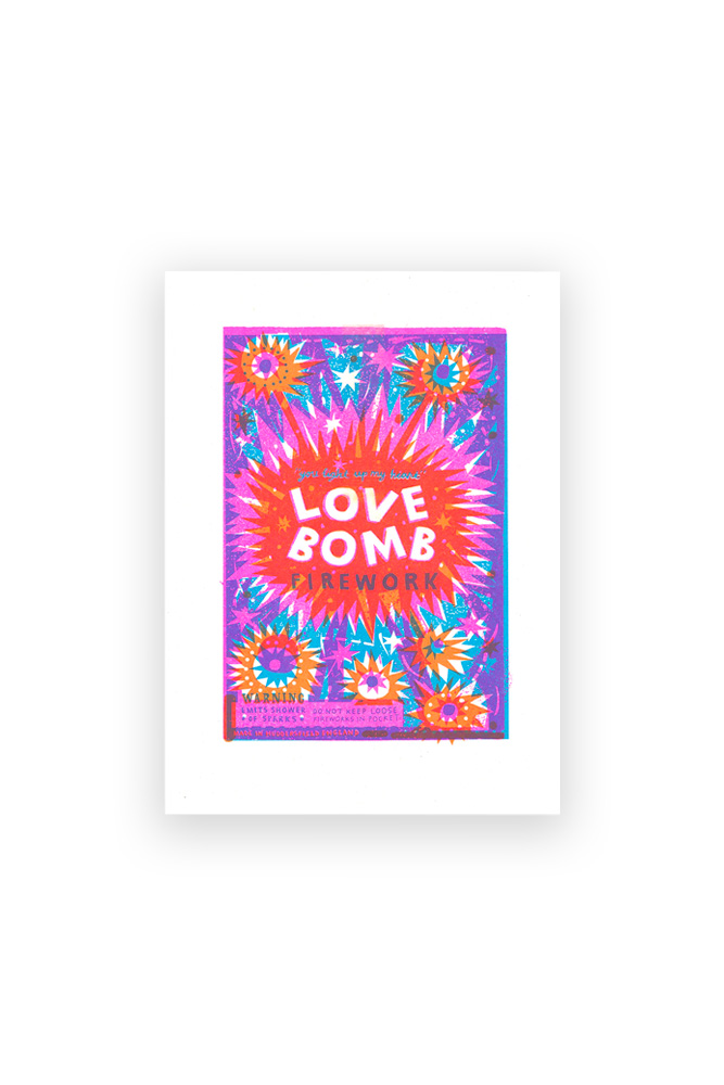 Affiche Risographie 'Love Bomb' A4 | THE PRINTED PEANUT