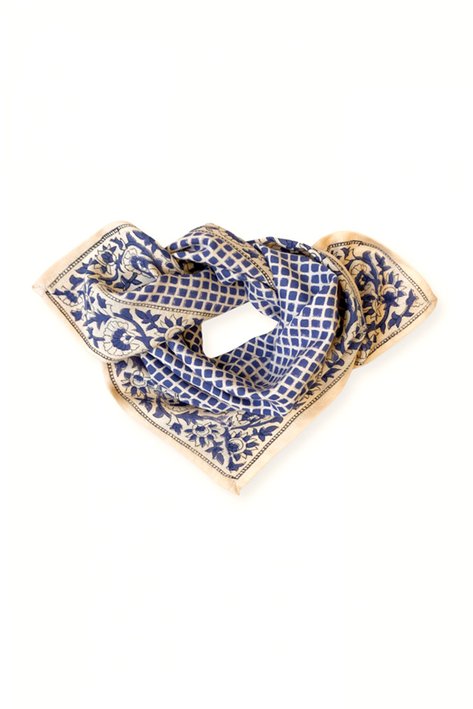 Petit foulard Manika 'Mosaïc' Navy Blue | APACHES COLLECTIONS