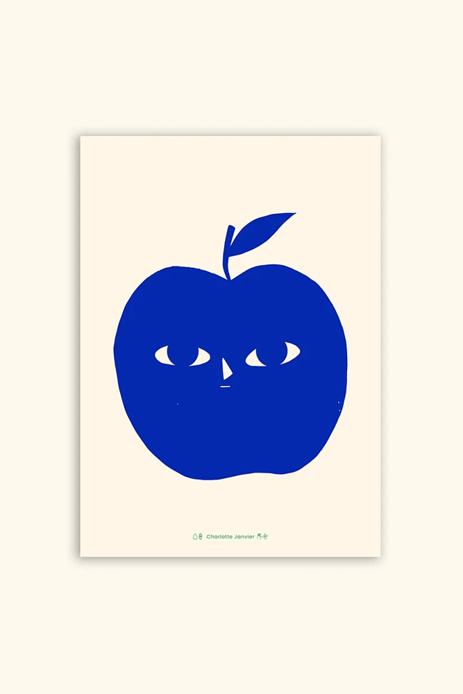 Affiche 'One Blue Apple A Day' A4 | CHARLOTTE JANVIER