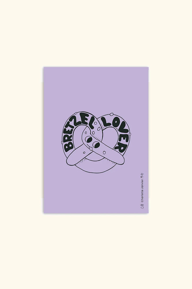 Affiche 'Bretzel Lover' Lilas A5 | CHARLOTTE JANVIER
