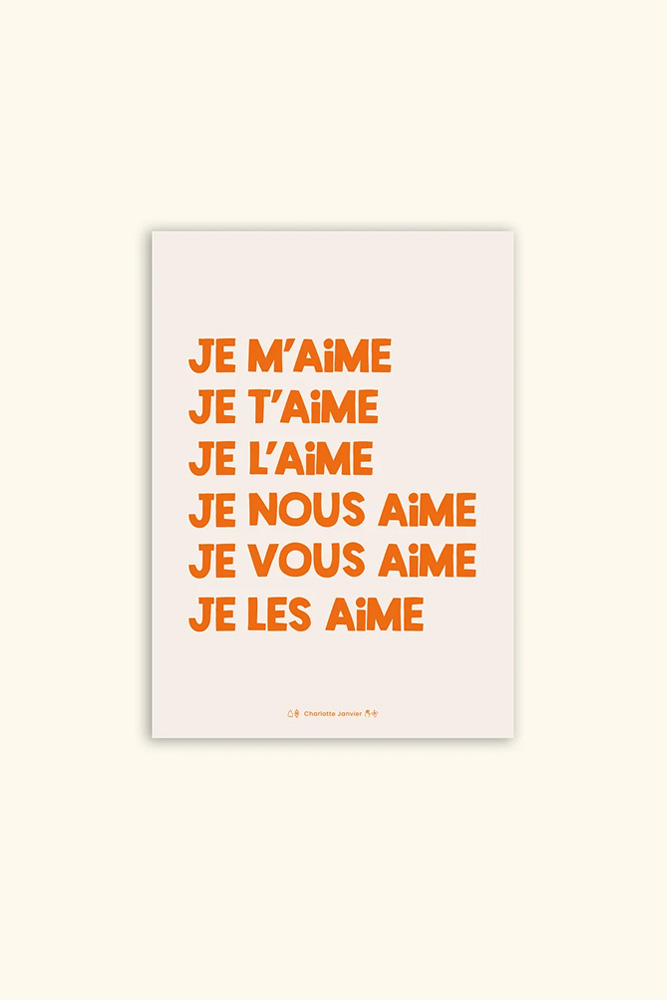Affiche 'Je m'aime' Orange A5 | CHARLOTTE JANVIER