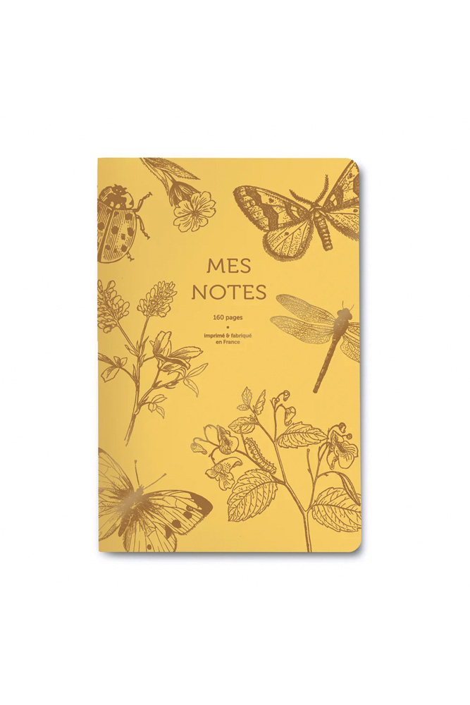 Carnet dos carré 'Papillons' Jaune Orangé | LES ÉDITIONS DU PAON