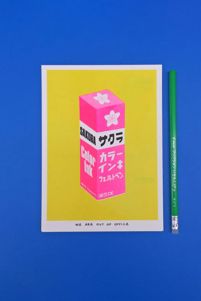 Affiche risographie 'Encre Sakura' | WE ARE OUT OF OFFICE
