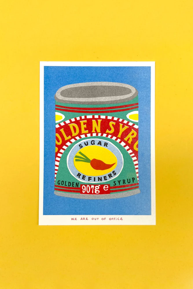 Affiche risographie 'Boite Goldensyrup' | WE ARE OUT OF OFFICE