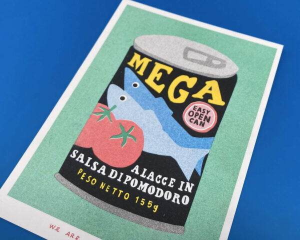 Affiche risographie 'Boite Sardines Mega' | WE ARE OUT OF OFFICE