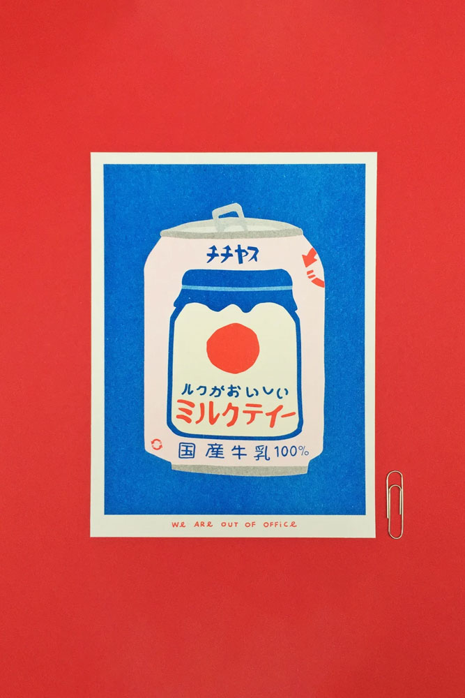 Affiche risographie 'Canette Thé' | WE ARE OUT OF OFFICE