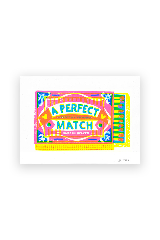 Affiche Risographie 'Perfect Match' A4 | THE PRINTED PEANUT