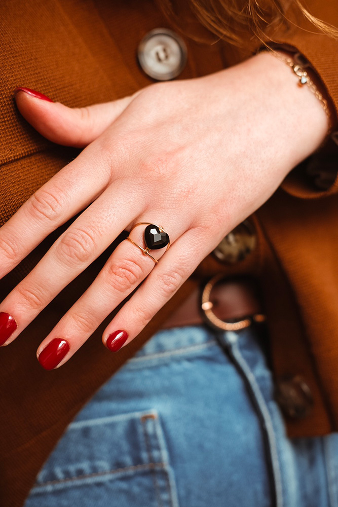 Bague 'Béguin' Noir | GEMMINI