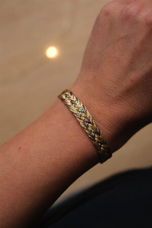 Bracelet simple 'Double-U' Gold Almond Taupe | MAAŸAZ
