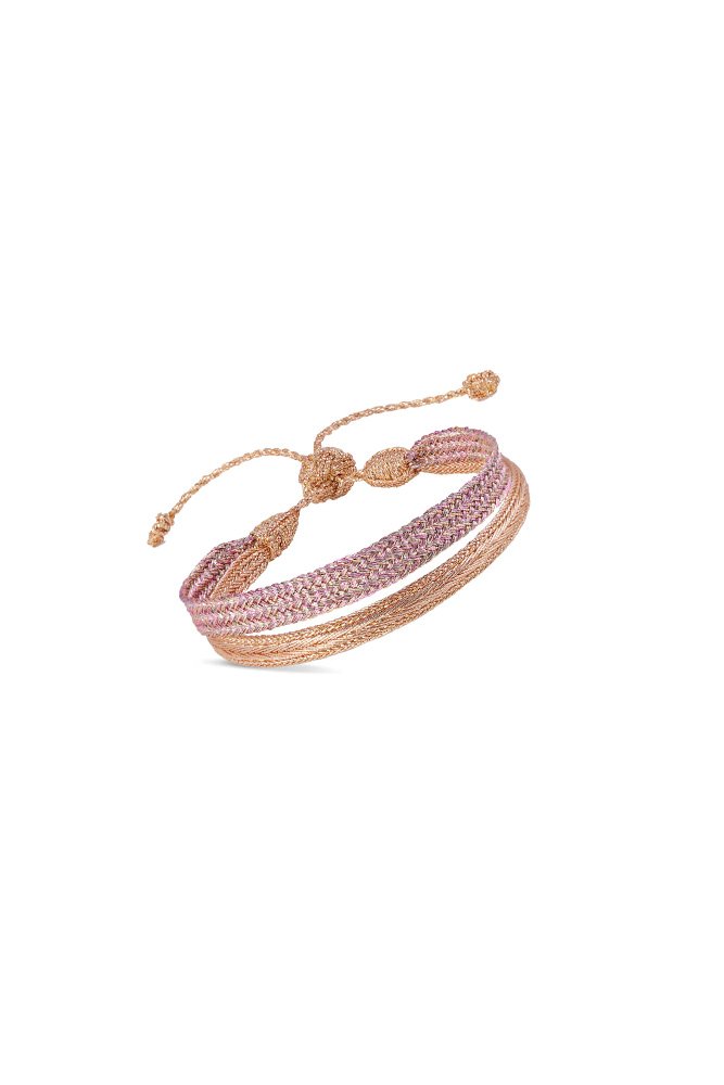 Bracelet duo 'Combo' Ania peach pink + Mini arrow peach | MAAŸAZ