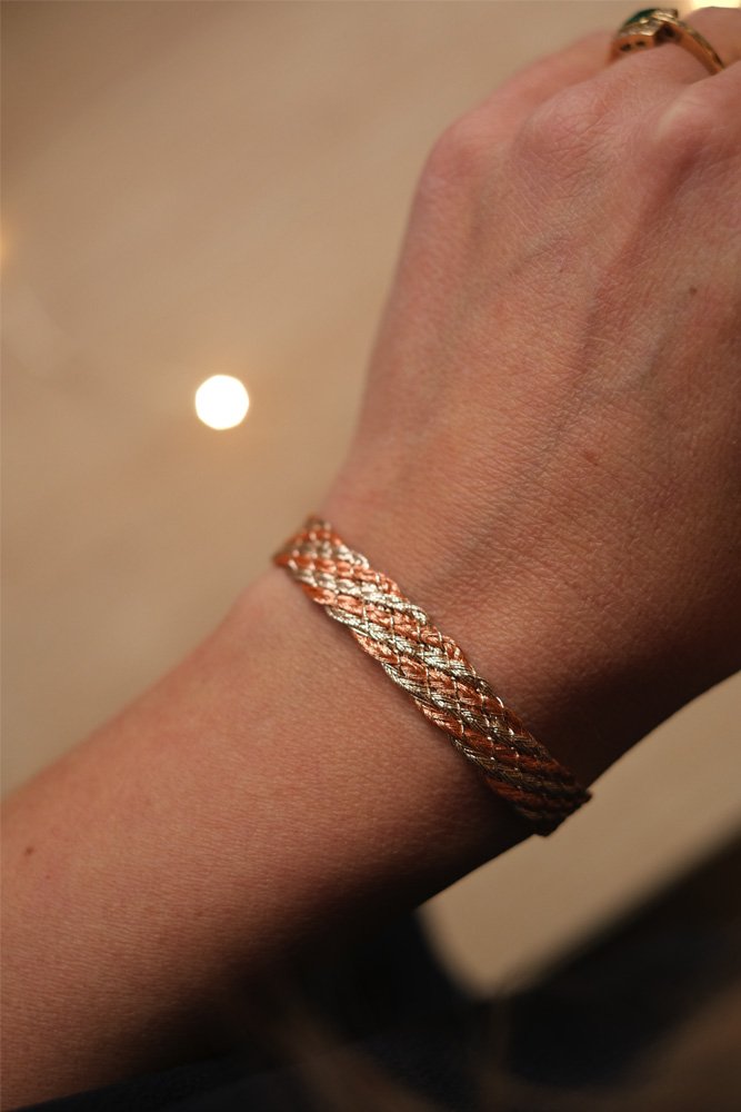 Bracelet simple 'Lines' Rose Gold Amber | MAAŸAZ