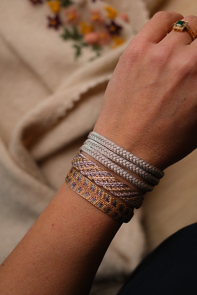 Bracelet simple 'Rolo' Peach Grey Pearl | MAAŸAZ