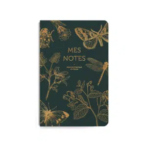 Carnet cousu 'Papillons' Vert Sapin