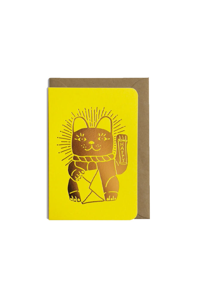 Carte "Lucky cat" jaune