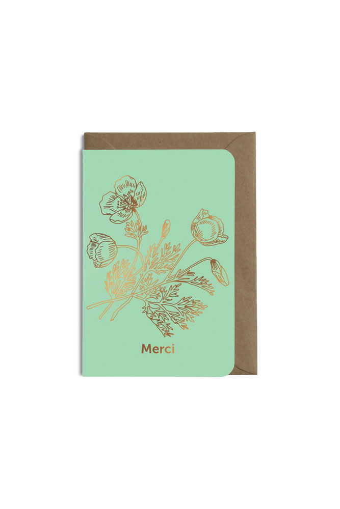 Carte "Merci" vert menthe