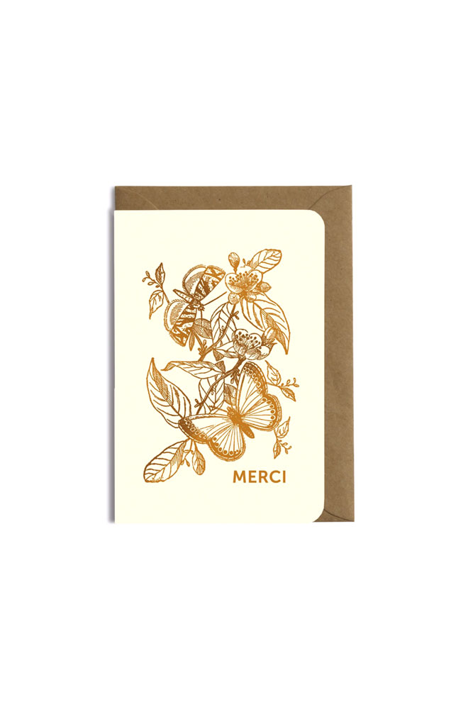 Carte "Merci" blanc rosé