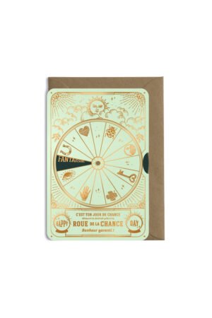 Carte 'La roue de la chance' vert d'eau
