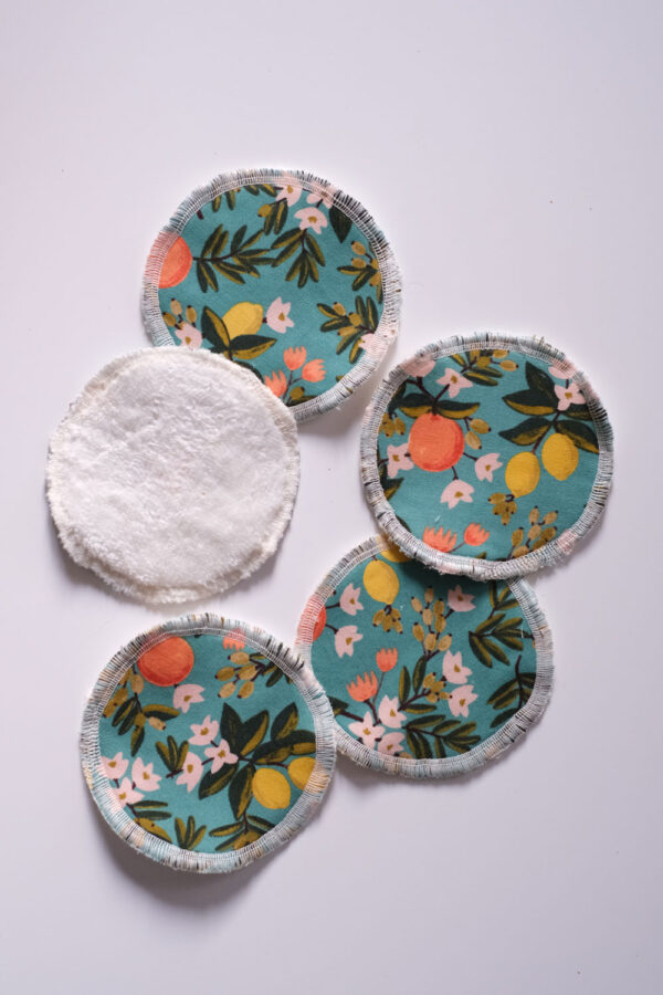 Lot de 5 cotons à démaquiller lavables Citrus Floral Tea | NOMADEIN