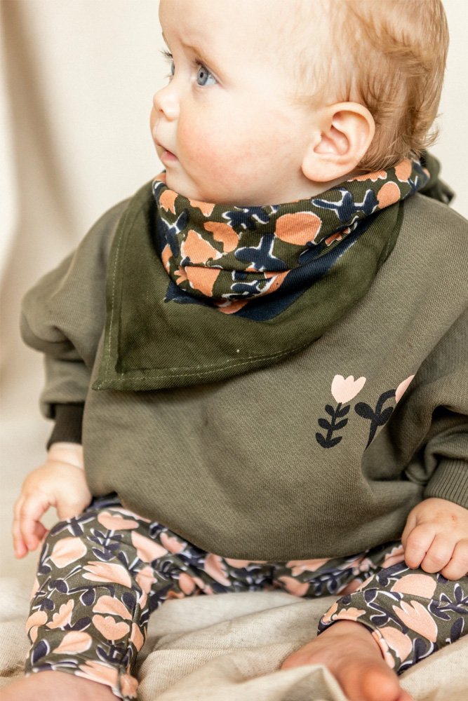 Petit foulard Manika 'Tulipe' Kaki | APACHES COLLECTIONS