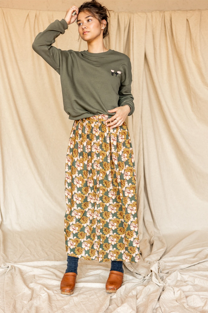 Jupe 'Neela' Dahlia Kaki | APACHES COLLECTIONS