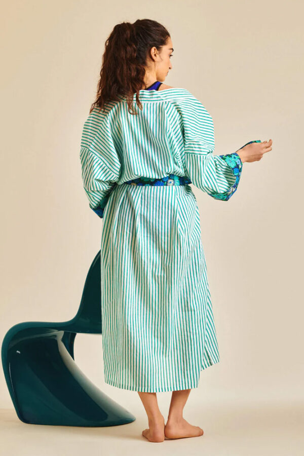 Kimono long 'Turquoise Stripes' | LUCAS DU TERTRE