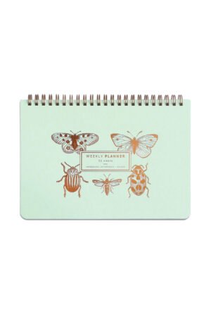 Planner/Semainier 'Papillons & Cie' vert d'eau
