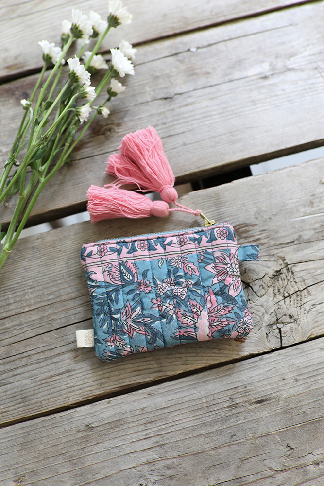 Porte-monnaie 'Lois' Teal Garden of Eden | LOUISE MISHA
