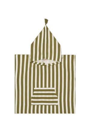 Poncho de bain 'Suzon' Rayures Kaki | ROSE IN APRIL