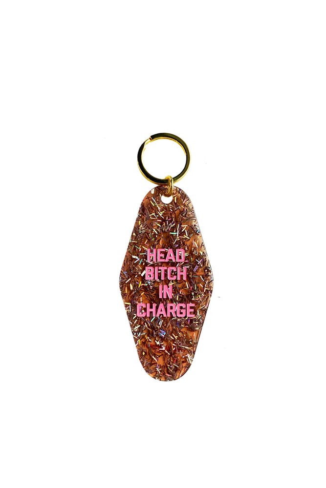 Porte-clés 'Head bitch in charge' Confettis glitter | GOLDEN GEMS